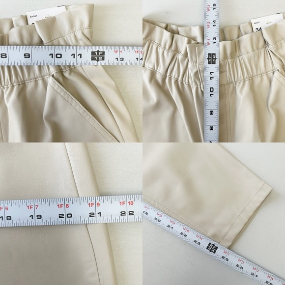 Zara Faux Leather High Waisted Baggy Fit Pants Cream Ecru Size 2 NEW WITH TAG - Picture 14 of 16